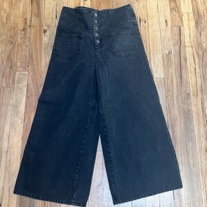Wide-Leg Black Denim Pants